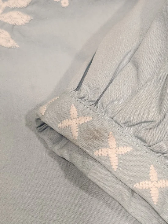 Wonderly Mint Boho Peasant Top - White Floral Embroidery & Tassels Large - Picture 8 of 16